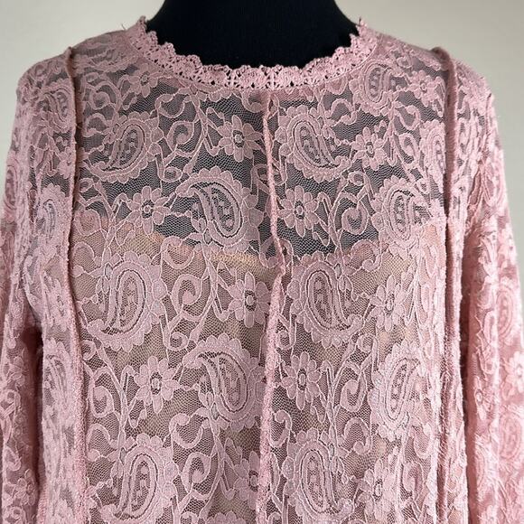 Umgee Pink Mauve Lace Overlay Mini Dress Stretchy Fit & Flare Size M Feminine - Picture 4 of 16